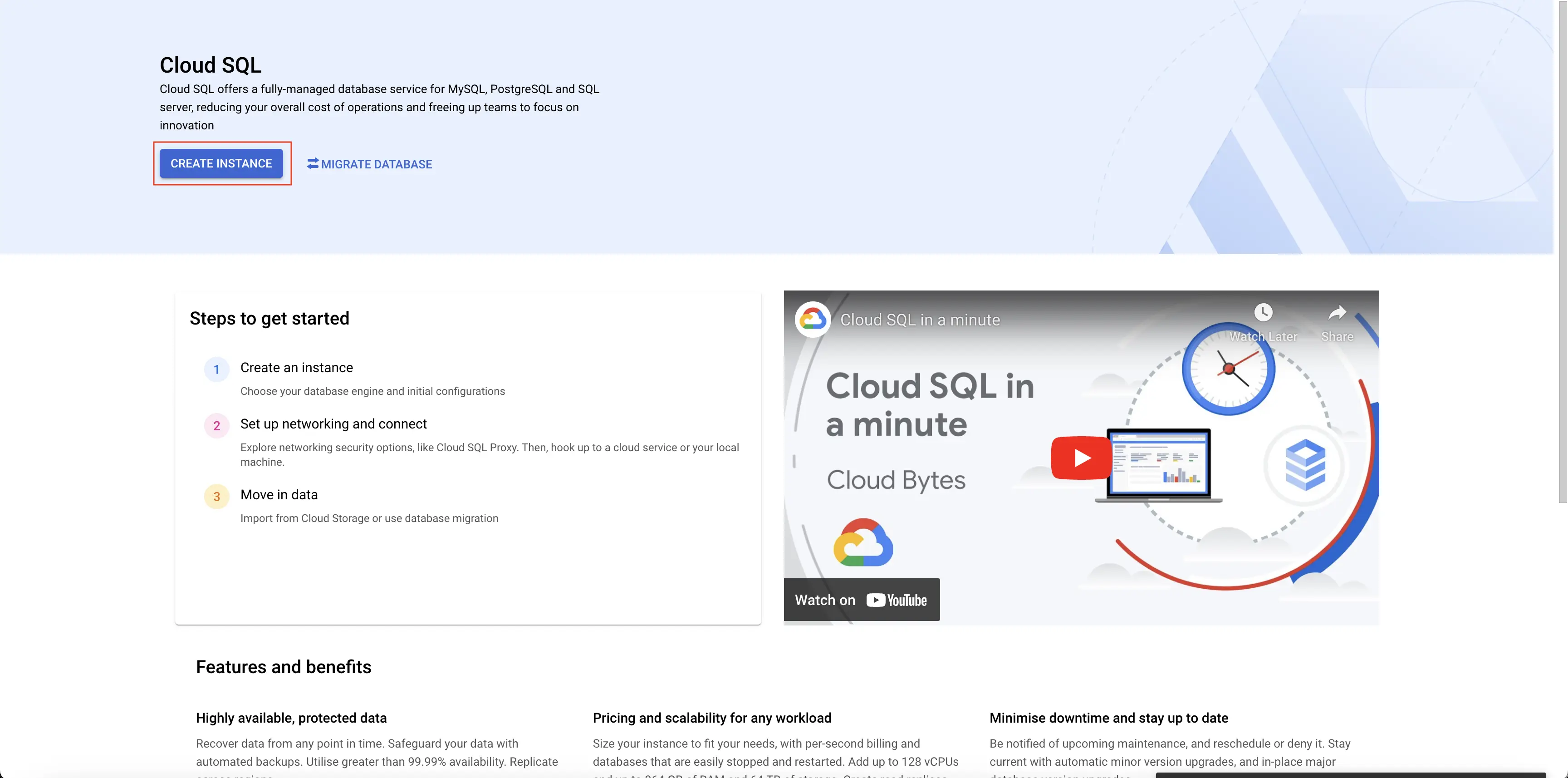 Create Cloud SQL Instance